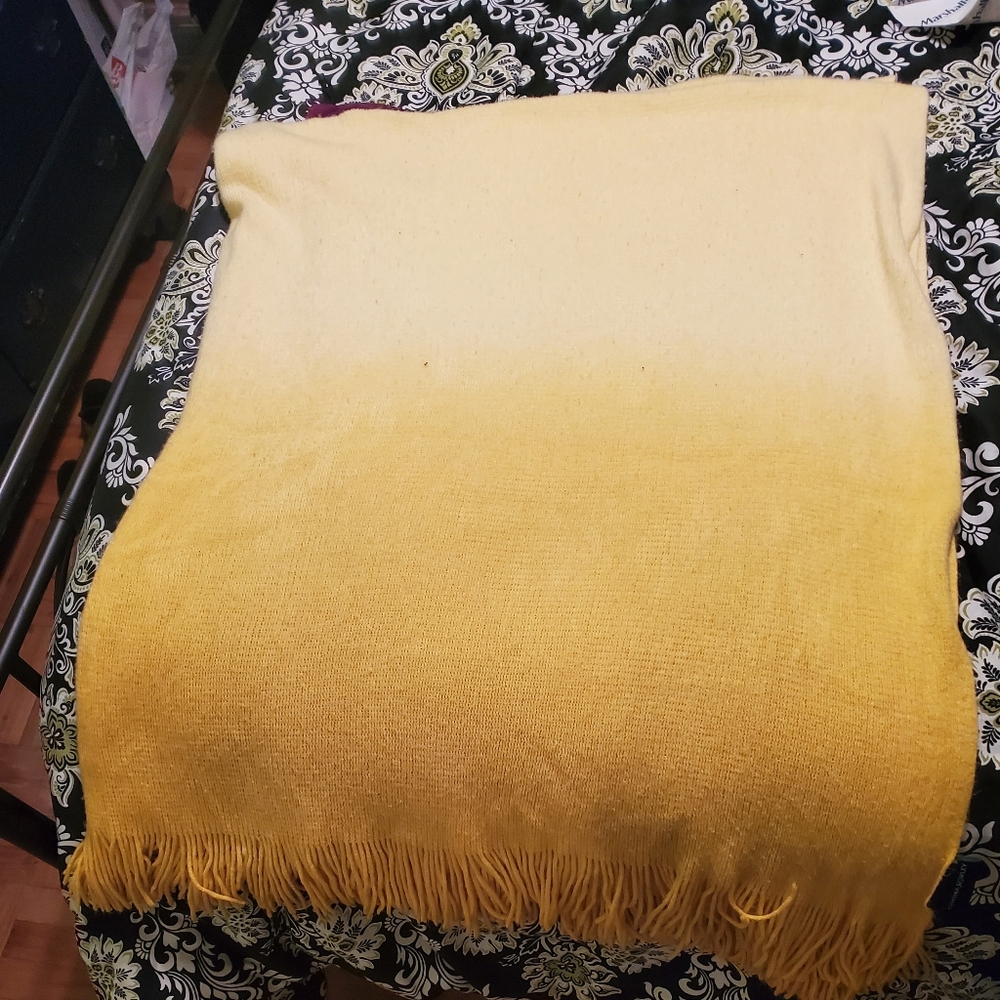 Yellow throw blanket